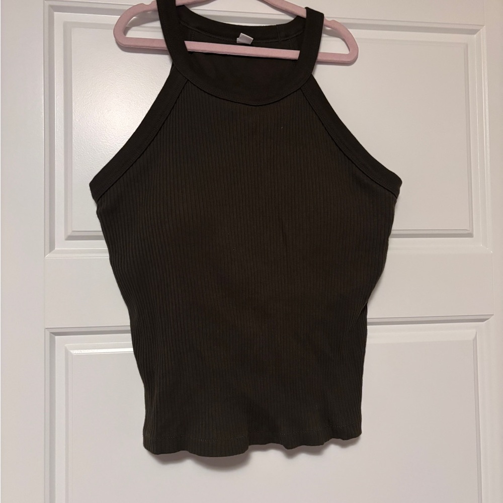 Uniqlo Dark Olive Ribbed Tank Top